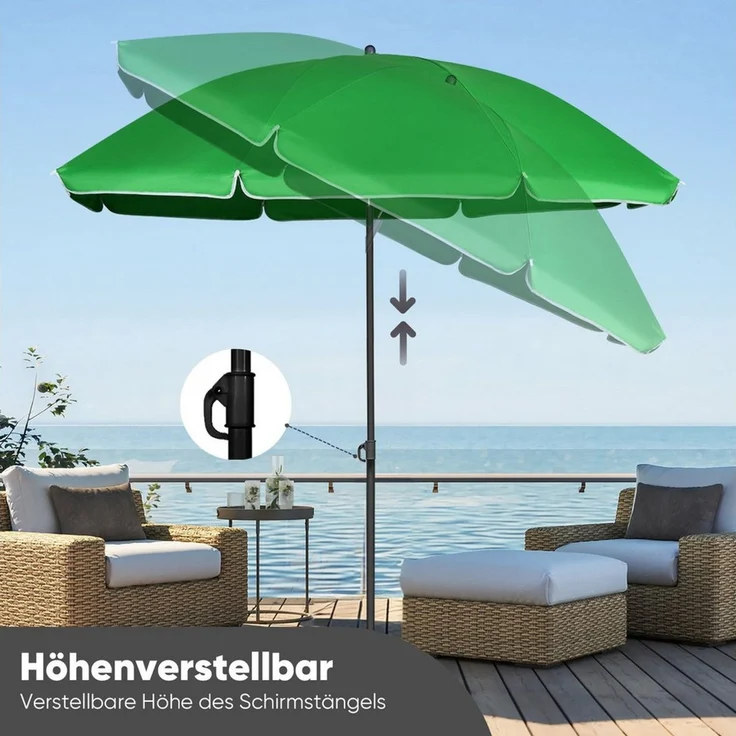 Sekey Sonnenschirm Ø 160 cm Balkonschirm Rund Strandschirm Sonnenschirm mit Schutzhülle, LxB: 160,00x160,00 cm, Neigungswinkel verstellbar, Höhe verstellbar, mit Tragetasche – Bild 4