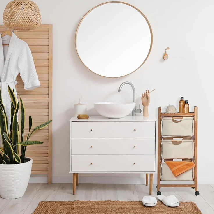 Relaxdays Badregal mit 3 Wäschekörben beige – Bild 2