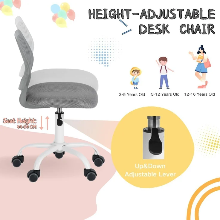 Schreibtischstuhl Ergonomisch Verstellbarer Drehstuhl Bürostuhl Stoff Grau – Bild 6