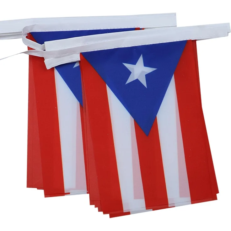 AZ FLAG - Fahnenkette Puerto Rico 6 Meter Mit 20 Flaggen - 21x14 cm - Portoriko Girlande Flaggenkette 14x21 Cm