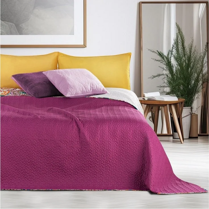 DecoKing Tagesdecke Bettüberwurf Tagesdecke mit Wendedesign Abstrakt Blumen Colors Luxus, Wendedesign – Bild 3