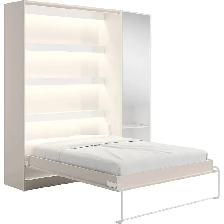 Vente-unique - RAPILI Bett Holz, Platte BeigeWeiß - B 50 cm239,2 cm x H 225,2 cm x L 209 cm – Bild 4