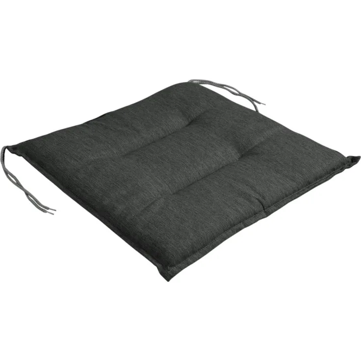 Sitzkissen Erpe von Brafab aus Stoff, modern, anthrazit, mit Bändern für Gartenstühle