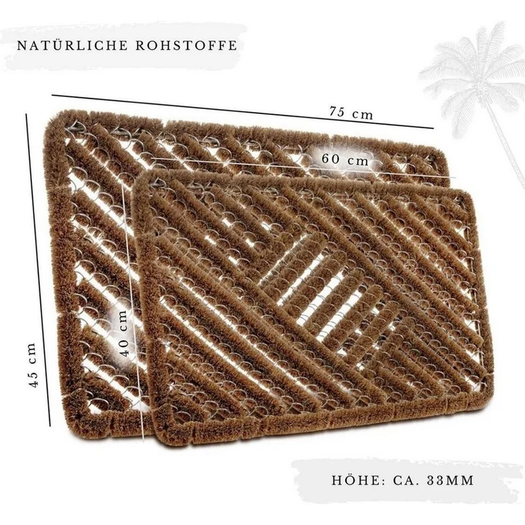 HANSE Home Fußmatte Grid Brushes Mat, Türmatte, rechteckig, Höhe: 33 mm, Gitter, Robust, Bürsten, Innen, Außen, Schmutzabtreter, Wetterfest – Bild 2