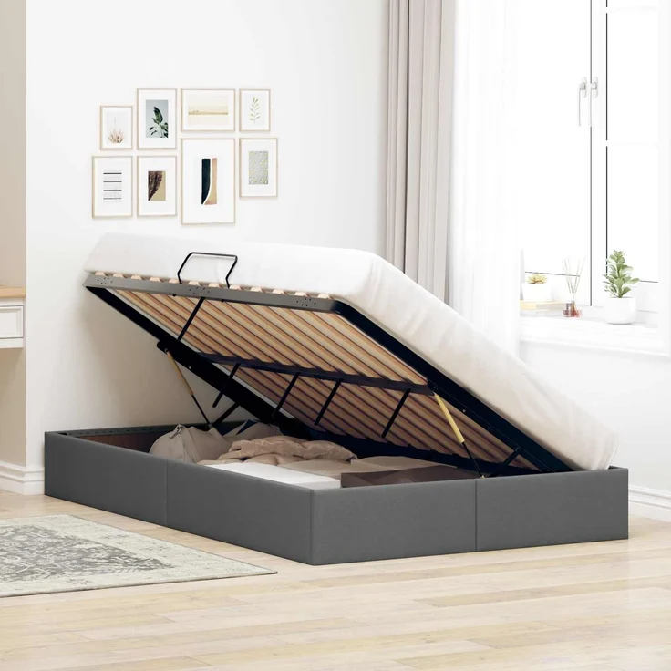 vidaXL Ottoman Bettgestell mit Speicher Dunkelgrau 120 x 200 cm Stoff 3442815 – Bild 4