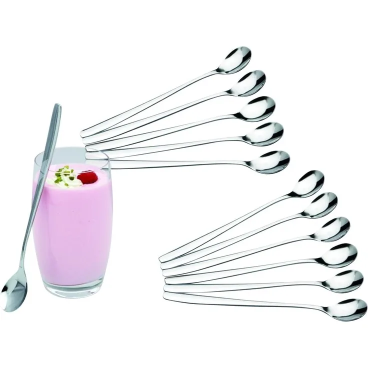 chg 9895-02 12-er-Set Longdrinklöffel aus Edelstahl-rostfrei, jede 19 cm lang