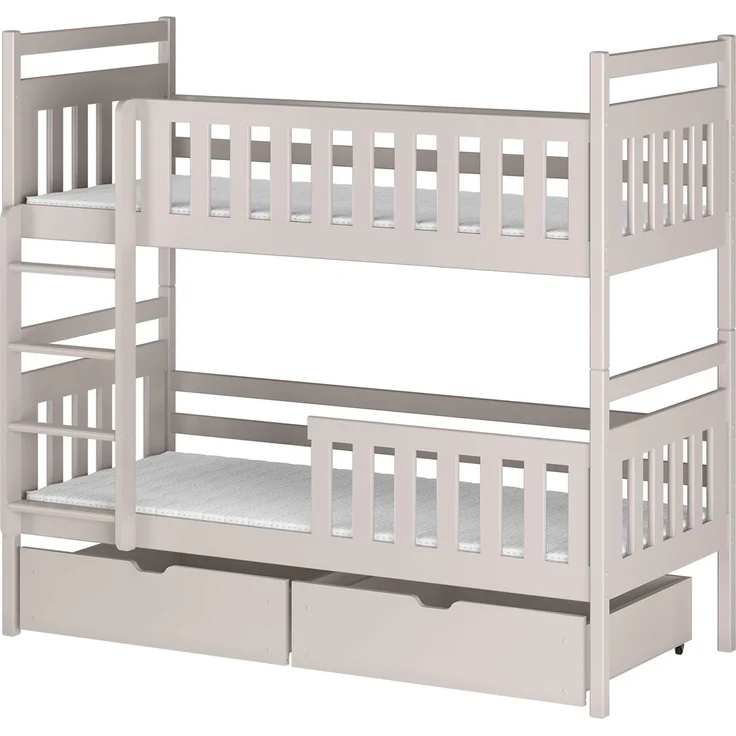 Kids Collective Hochbett 80x180, 90x200 cm mit 2 Schubladen Kinderbett mit Rausfallschutz Lattenrost, umbaubar in 2 Kinderbetten, Kaschmir, 200x90, mit Matratze – Bild 2