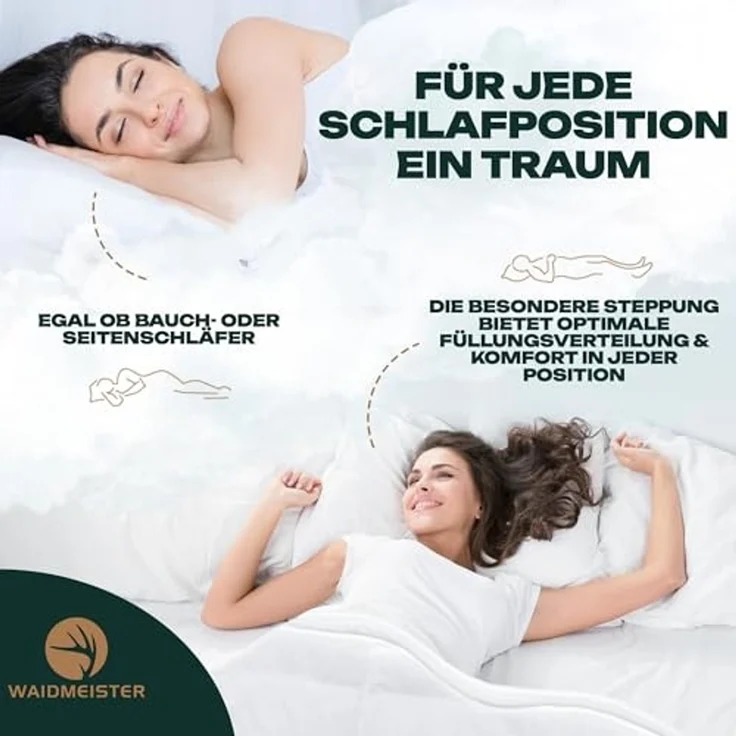 Waidmeister 3-Kammer-Kopfkissen Dreikammerkissen - Kissen mit hochwertiger Federn & Daunen, Füllung: 50% Daunen/ 50% Federn, Drei Kammern – Bild 4
