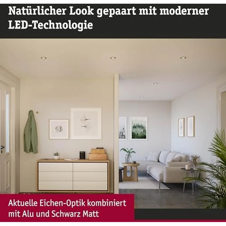 Paulmann 92239 LED Einbauleuchte Lanati 3er-Set schwenkbar 2700K Holzoptik Alu – Bild 3