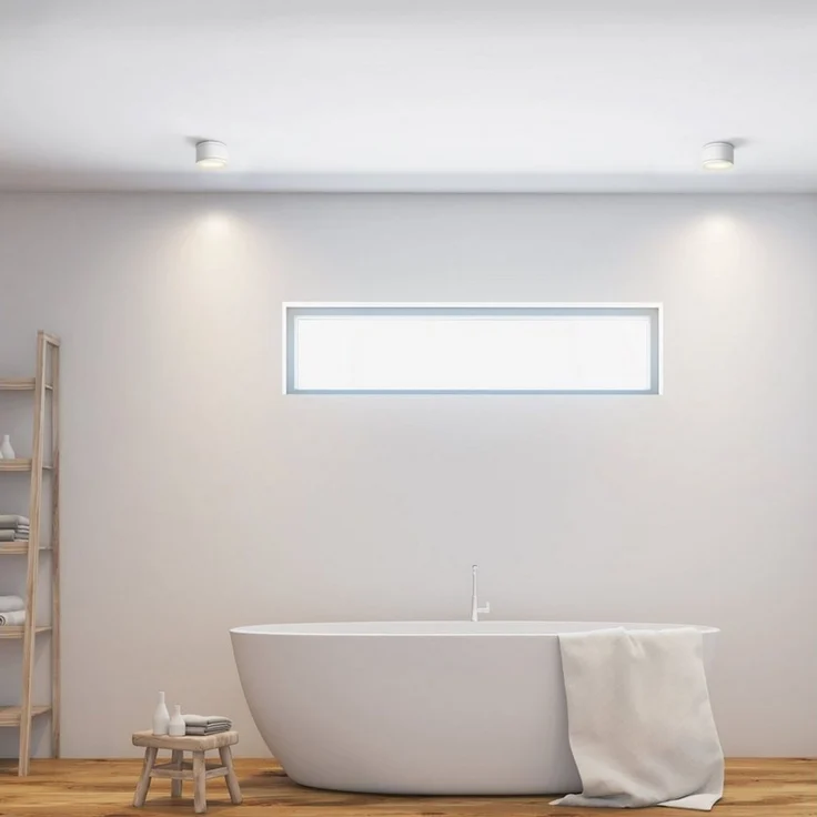 SSC-LUXon LED Außen-Deckenleuchte CELI-WX Aufbaustrahler IP44 flach in weiss mit LED GX53 dimmbar 6W, Warmweiß bis Tageslicht – Bild 2