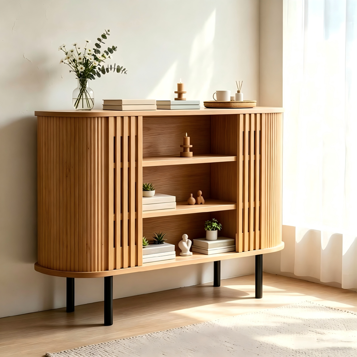 ZUBALIYA Sideboard 120x40x80 cm, aus MDF / Spanplatte, Natur – Bild 14