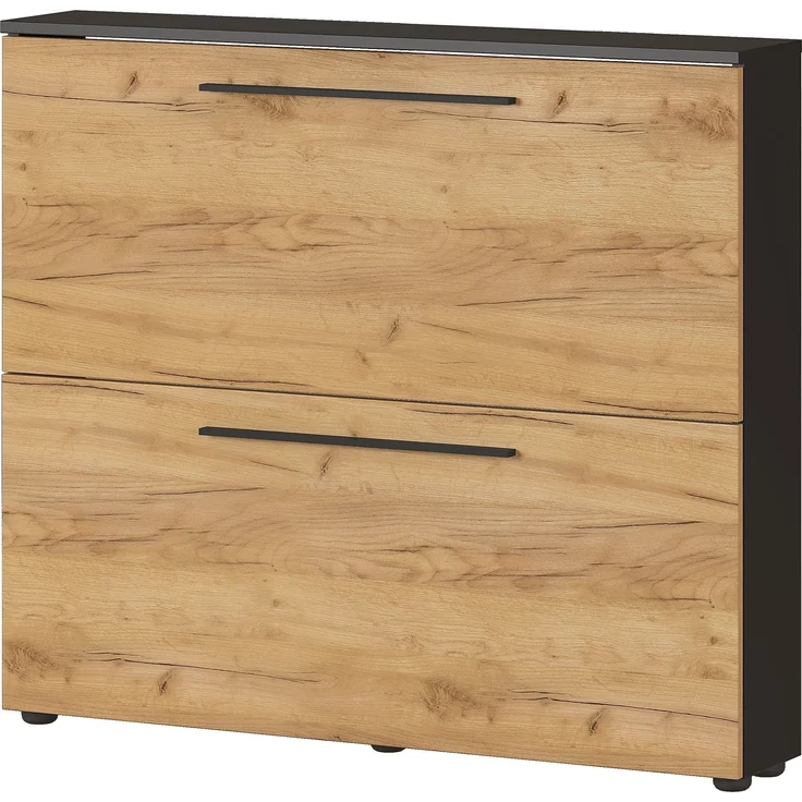 Schuhkipper >GW-WILDOMAR< hängend / stehend, Graphit/Navarra-Eiche-Dekor - 100x85x19cm (BxHxT) – Bild 3