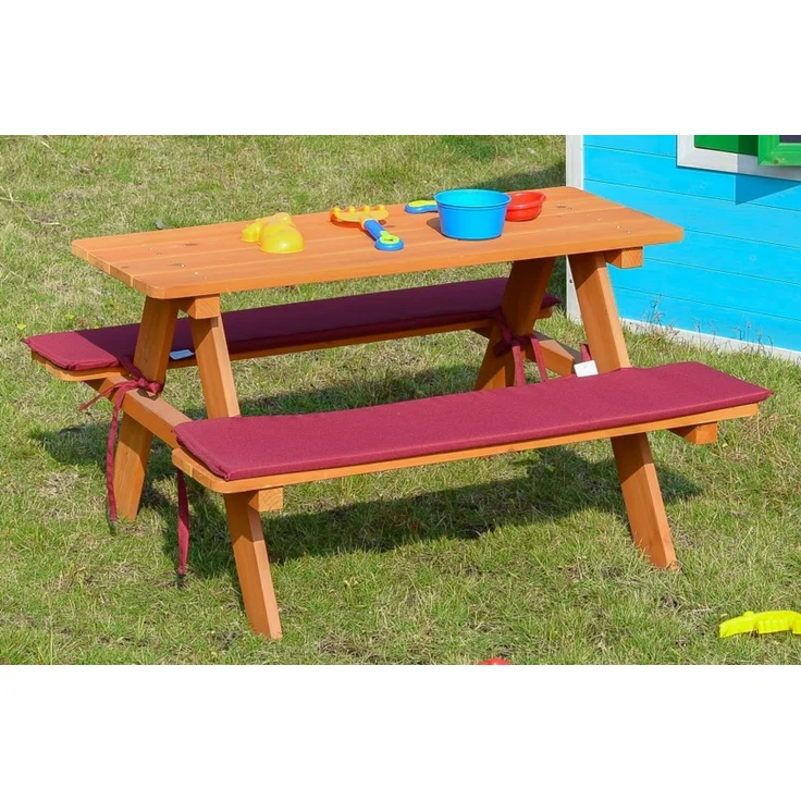 Coemo Kinder-Sitzgruppe Picknicktisch mit Polster Spieltisch Gartentisch Holz – Bild 2