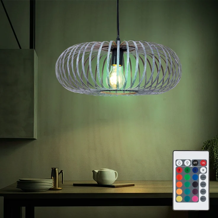 RGB LED Pendelleuchte, dimmbar, Fernbedienung, H 150 cm – Bild 2