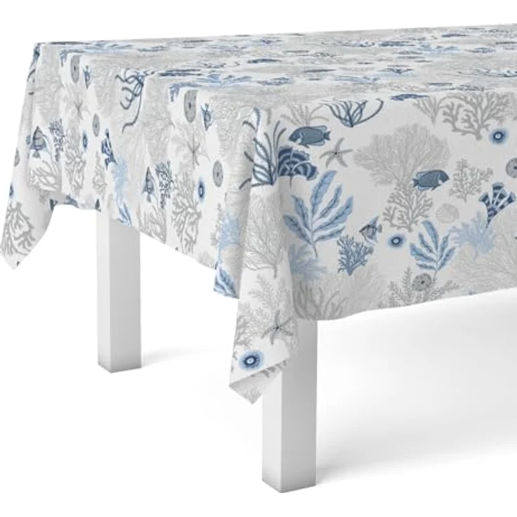 Tischdecke, Wachstuch, Blau, rund – Bild 2