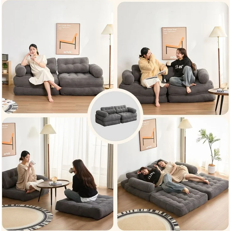 LITBIRD Schlafsofa faltbar, 4-in-1 Multifunktionssofa, Sitzsack-Sofa, Relaxsessel, 1 Teile, Spielsofa & Gästebett für kleine Räume – Bild 3
