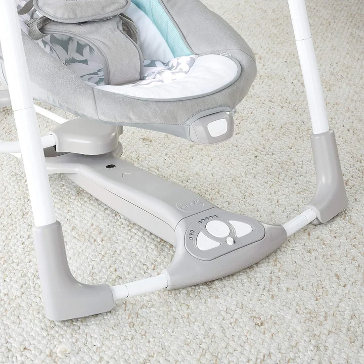 Ingenuity, Raylan 2 in 1 zusammenklappbare Babschaukel und -sitz, mit Vibrationen, automatischem Schaukeln und Melodien, Grau, 1 Stück (1er Pack) – Bild 14