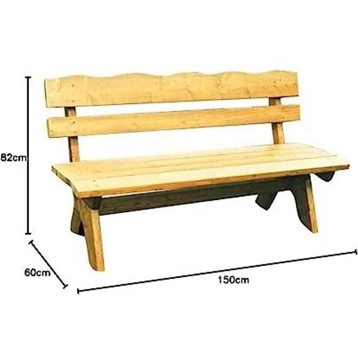 Frg 'Freital' Gartenbank, 3 Sitzer, Kiefernholz massiv hellbraun, 150 x 60 x 82 cm – Bild 3