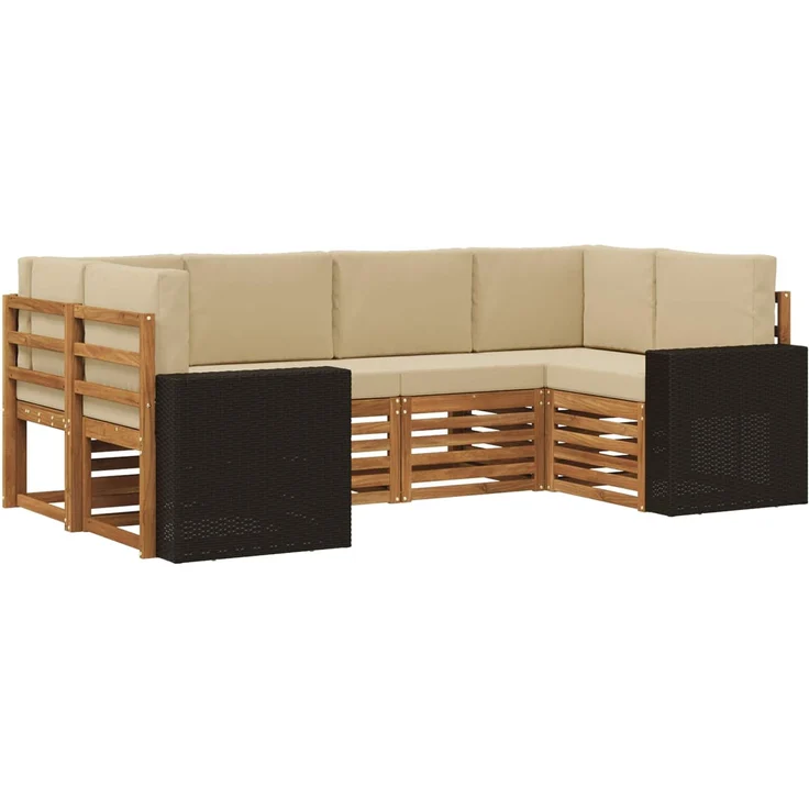 vidaXL Outdoor-Sofagarnitur 6 stk. 6-Sitzer Natur und Beige 3384784 – Bild 2