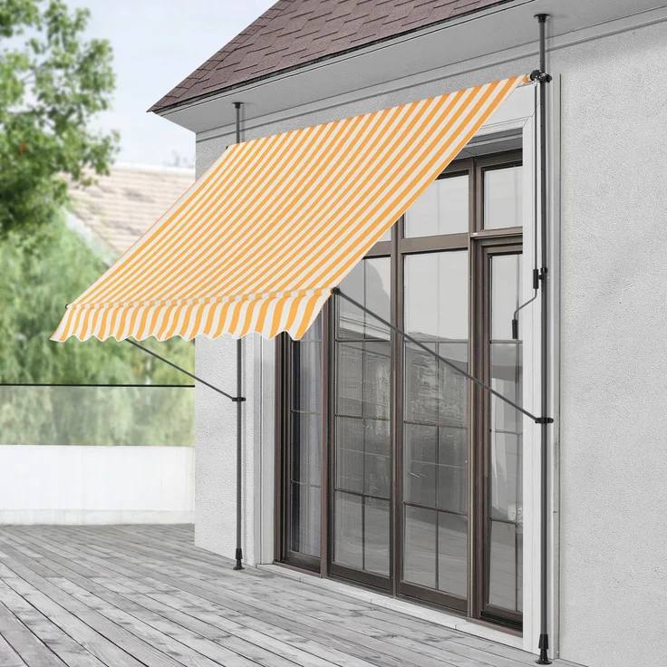 Klemmmarkise Stem 200x120x220-309 cm Gelb / Weiß [pro. tec] – Bild 1