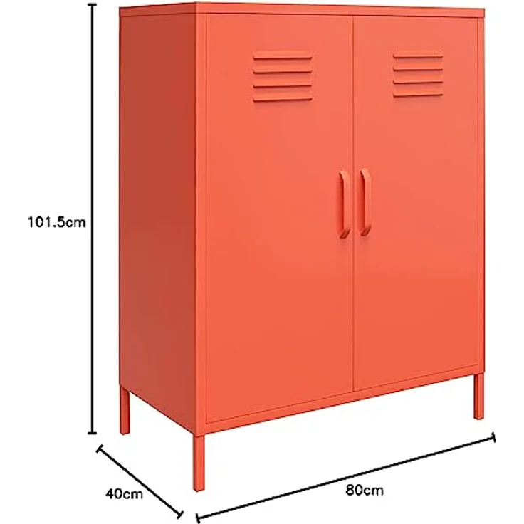 DHP Furniture Novogratz Dorel Home Cache Metall Schließfach Aufbewahrungsschrank mit 2 Türen Orange Einheitsgröße – Bild 3
