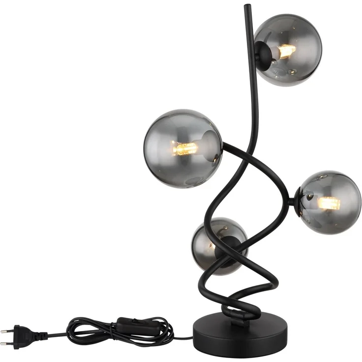 LED Tischleuchte, Metall, Glas Rauchfarbe, DH 52 cm – Bild 4