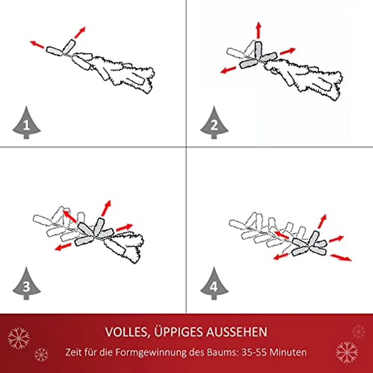 HOMCOM Künstlicher Weihnachtsbaum Künstlicher Weihnachtsbaum, 85x150 cm (BxH), weiß – Bild 6