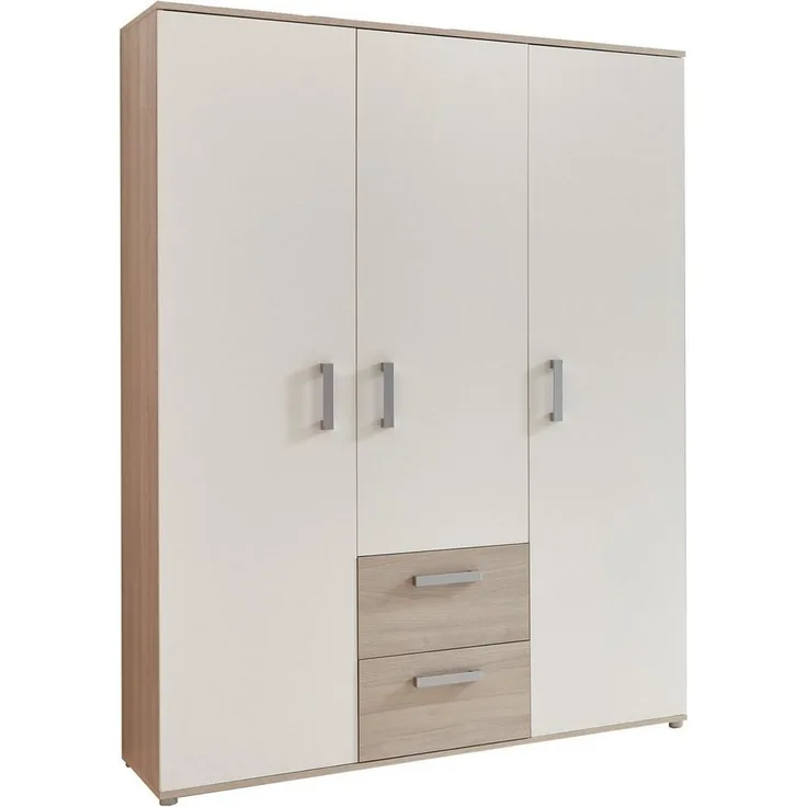 Lüttenhütt Kleiderschrank Geert, Kinderkleiderschrank 2 Kleiderstangen, verstellbare Einlegeböden, mit zwei Schubkästen