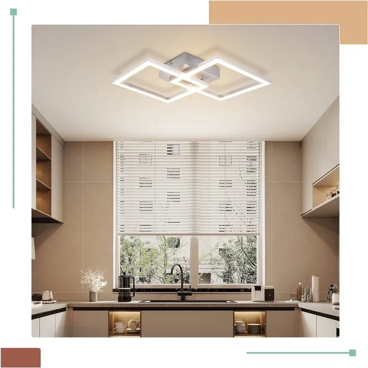 Nettlife LED Deckenleuchte Modern Schwarz/Weiß Eckig Schlafzimmer 24W Metall 3000K/4000K, LED fest integriert, Neutralweiß, Deckenbeleuchtung für Wohnzimmer Flur Schlafzimmer Küche