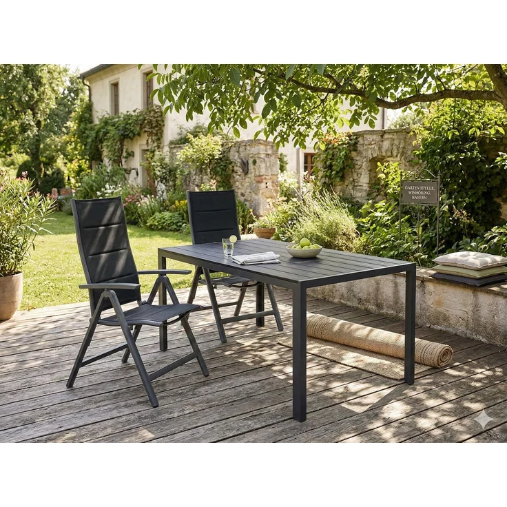 Linder Exclusiv Gartensessel Comfort 6-fach verstellbar gepolstert schwarz 60x72x111 cm – Bild 2
