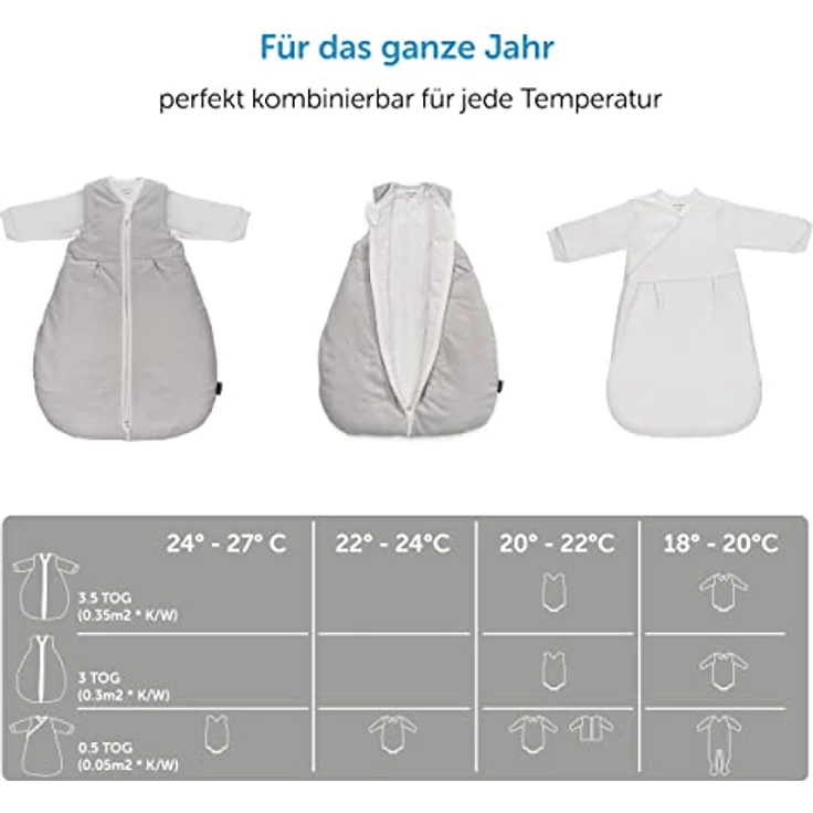 LaLoona 2-tlg. Schlafsack-Set Dots, Light Taupe, Größe 62/68, für ganzjährige Nutzung mit Innenschlafsack und gefüttertem Außenschlafsack, Oeko-Tex zertifiziert – Bild 8