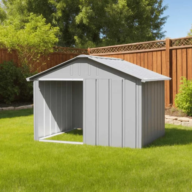 vidaXL Hundehütte Grau 116,5x103x81,5 cm Verzinkter Stahl 171542 – Bild 1