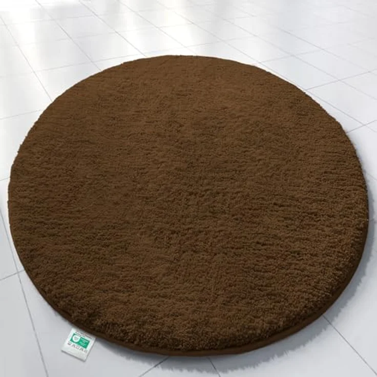 Floordirekt Badematte Sky, Rund - Ø 95 cm, weicher Hochflor, rutschhemmend, schnell trocknend, geeignet für Fußbodenheizung, braun – Bild 2