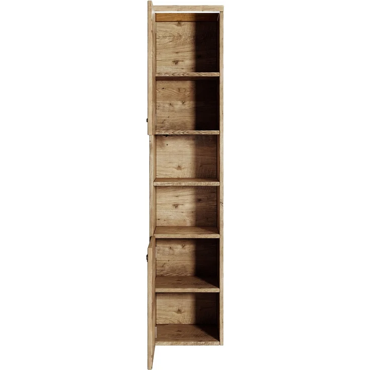 Badplaats Badezimmerschrank Paso 35 x 35 x 160 cm Kastanien Eiche - Hoch Badschrank Mit 2 Türen – Bild 2