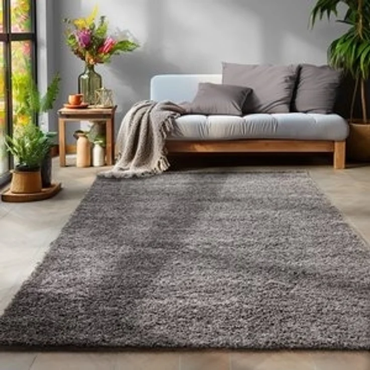 SIMPEX24 Teppich Unicolor - Einfarbig, Rund, Höhe: 30 mm, Einfarbig Shaggy Teppich Wohnzimmer Langflor Versch. Farben und Größen – Bild 6