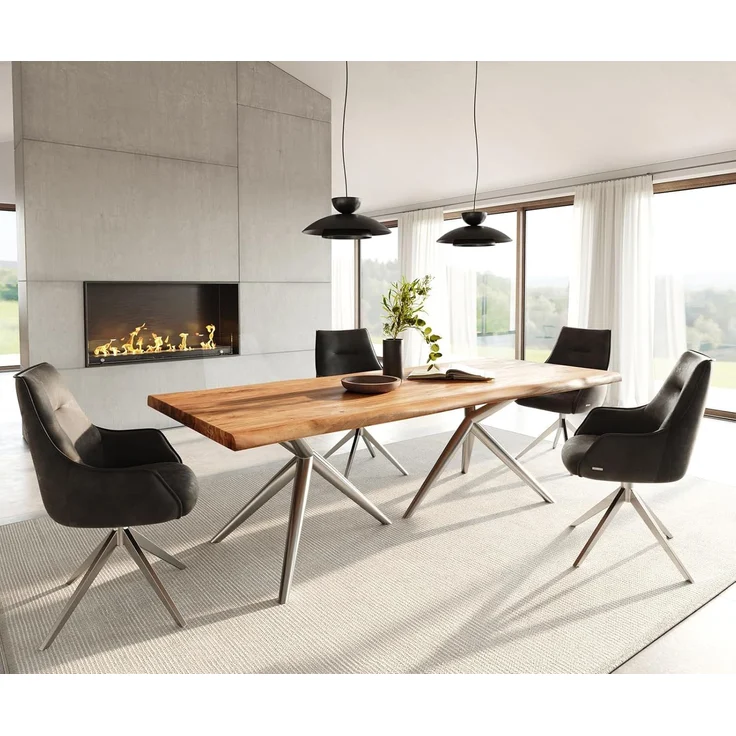 Esstisch Edge 240x100 Akazie Natur Estelar rund Edelstahl Live-Edge – Bild 6