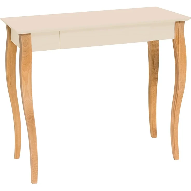 Ragaba Schreibtisch mit Schublade, MDF & Massives Buchenholz, 85x40 cm, Perl Weiß – Bild 4