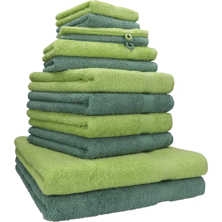 Betz Handtuch Set 12-TLG. Handtuch Set Premium Farbe tannengrün/avocadogrün, 100% Baumwolle (Set, 12-St)