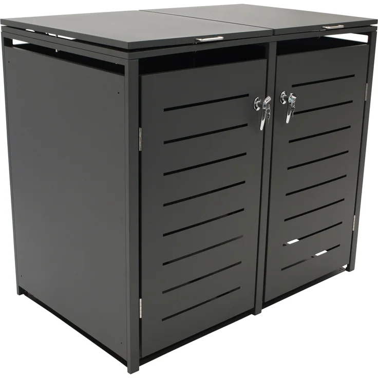 DEGAMO KÖLN Mülltonnenbox 2-er, Stahl verzinkt, anthrazit, 132x80x116cm für 2x Tonnen bis 240 Liter – Bild 1