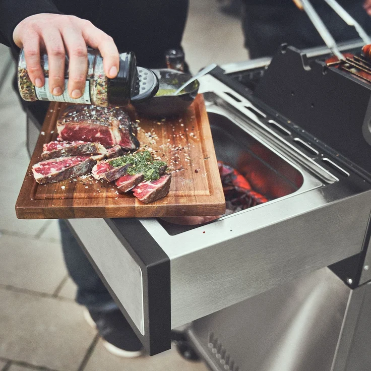 BURNHARD® Gasgrill 3-Brenner inkl. Heckbrenner, mit Edelstahl Grillrost & inkl. stabiler Abdeckhaube, Seitenkochfeld mit Infrarot Keramikbrenner - EARL - Silber - #946622 – Bild 6