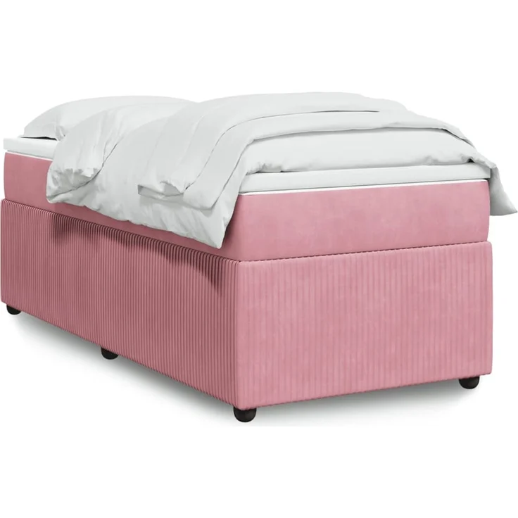 vidaXL Boxspringbett mit Matratze Rosa 90x200 cm Samt 3285619 – Bild 1