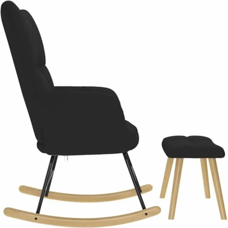 vidaXL Schaukelstuhl mit Fußhocker Schwarz Stoff 4016802 – Bild 7