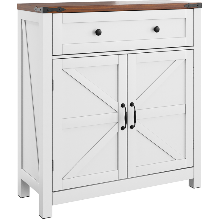 DESVIAE Sideboard mit Schublade und verstellbarem Einlegeboden 76x83x30 cm MDF Weiß – Bild 7