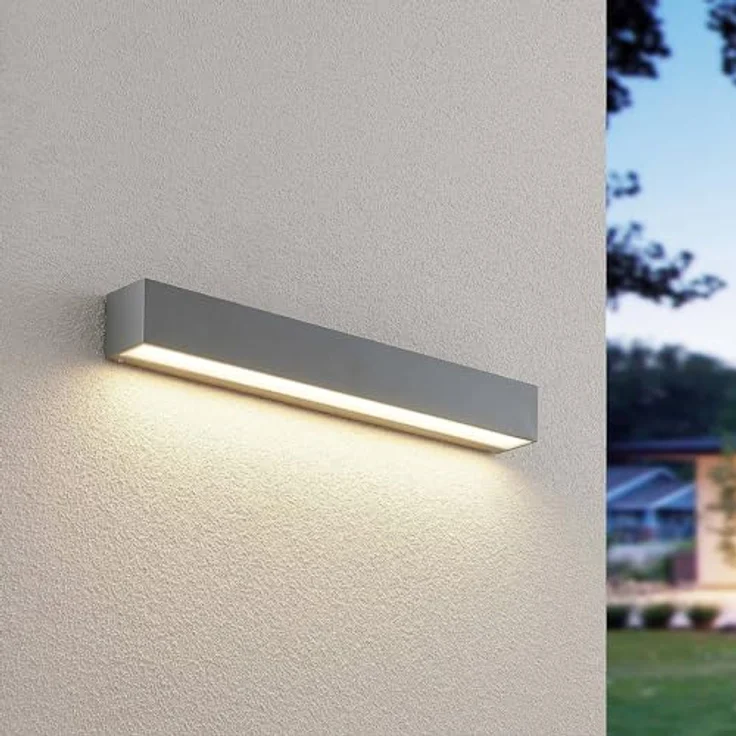 Lucande LED Wandleuchte Lengo, moderne Außenwandleuchte in Aluminium, 1-flammig, IP65, energiesparend für Terrasse und Balkon – Bild 2
