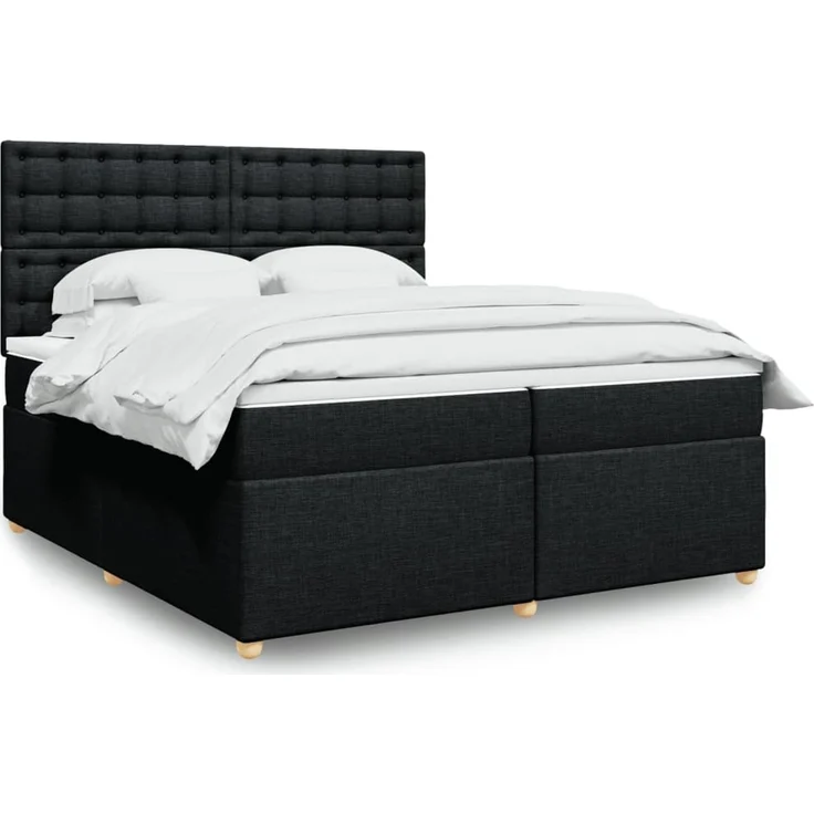 vidaXL Boxspringbett mit Matratze Schwarz 200x200 cm Stoff 3293703 – Bild 1