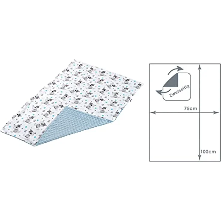 Medi Partners Babydecke Baby Decke Neugeborenen - Kuscheldecke Geschenk Babydecken 75x100cm für Kleinkinder Mädchen Krabbeldecke Kinderbett Kinderwagen 100% Baumwolle (Teddybär mit hellbaluen Minky) – Bild 4