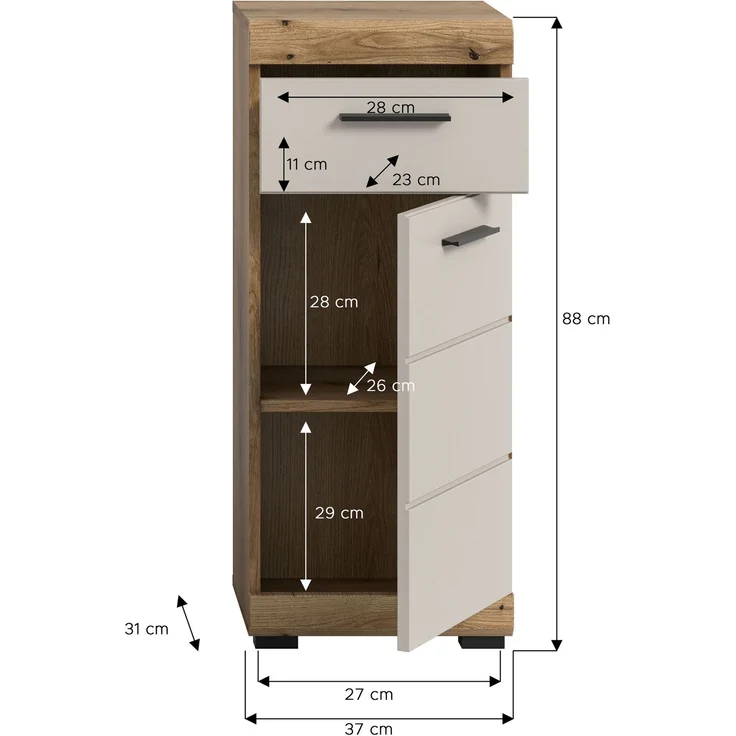 Standschrank B/H/T: 37x88x31 cm in Evoak Oak Nachbildung – Bild 4