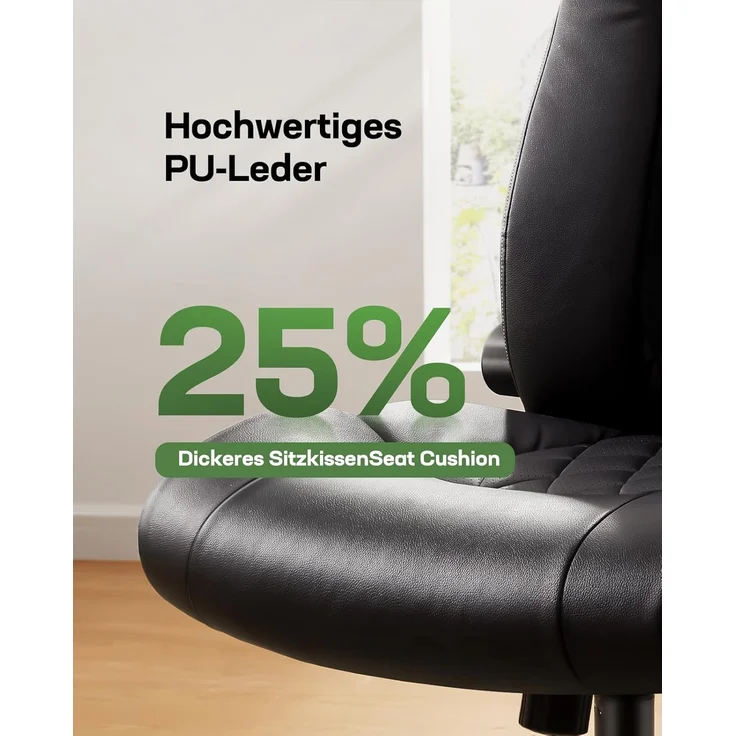 Marsail Bürostuhl Ergonomisch Schreibtischstuhl hat Verstellbarer Lordosenstütze Kopfstütze und Armlehne Höhenverstellung und Wippfunktion – Bild 3