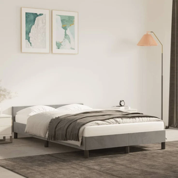 vidaXL Bettgestell ohne Matratze Hellgrau 120x190 cm Samt 379547 – Bild 6