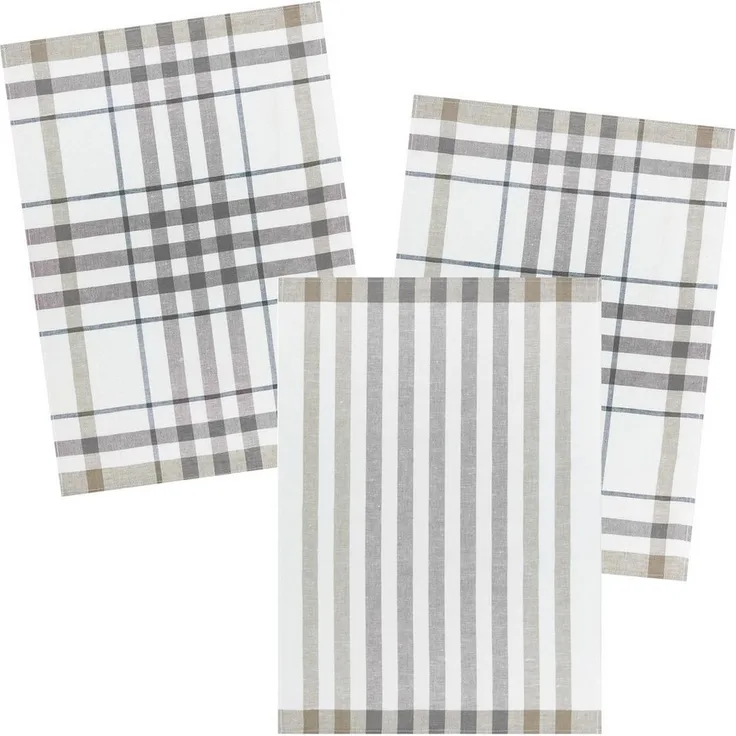 Kracht Geschirrtuch Blockstreifen, (Set, 3-tlg, 3-teilig), 3er Pack Geschirrtücher ca. 50x70cm Halbleinen